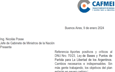 Carta al Ing. Nicolás Posse Jefe de Gabinete de Ministros de la Nación. Aportes positivos y críticos al DNU Nro. 70/23, Ley de Bases y Puntos de Partida para La Libertad de los Argentinos.